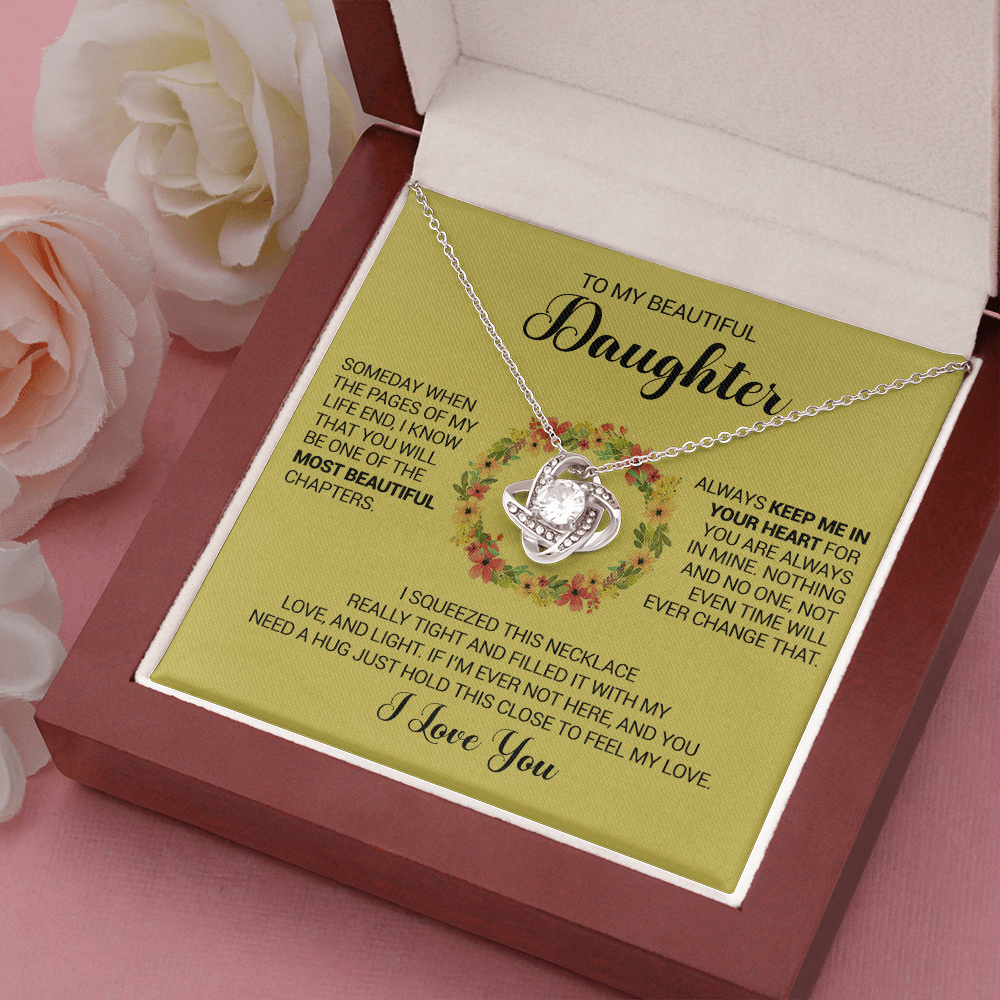 litzzy To My Beautiful Daughter - Always Keep Me In Your Heart - Love Knot Necklace jewelry   