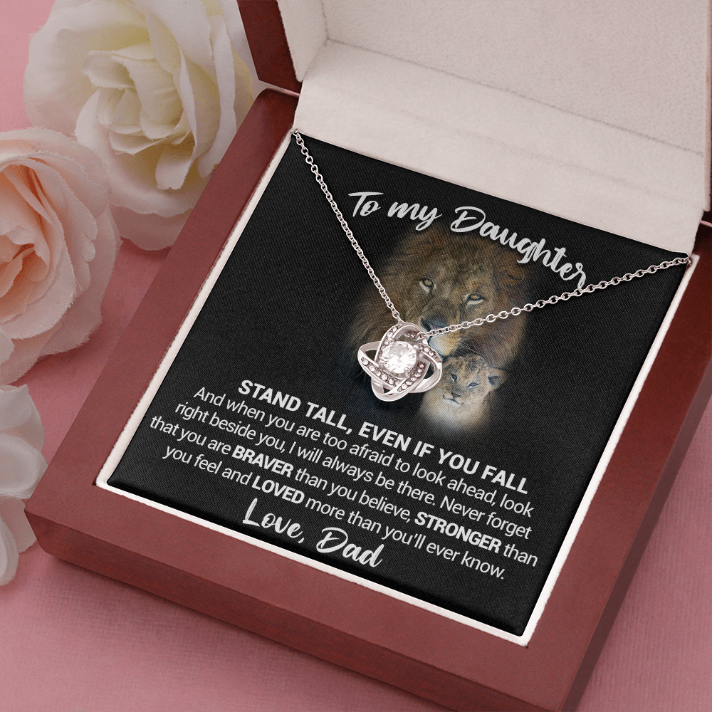 litzzy To My daughter - Stand Tall Even If You Fall - Love Knot Necklace jewelry   