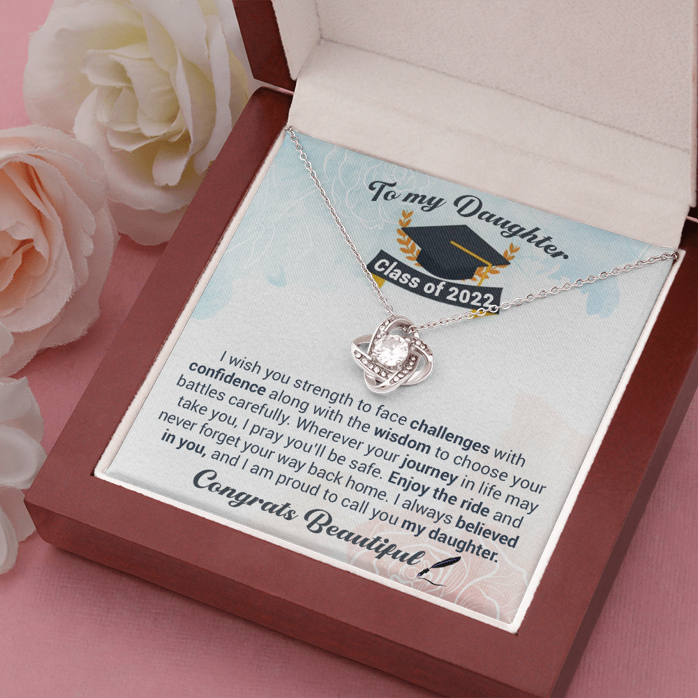 litzzy To My Daughter Class Of 2022 - Never Forget Your Way Back Home - Love Knot Necklace jewelry   