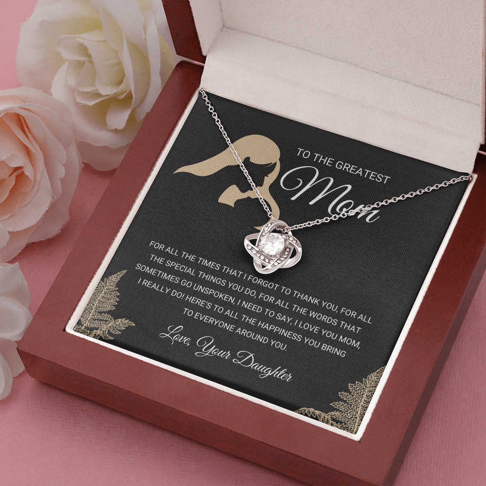 litzzy Greatest Mom - Love Knot Necklace Gift From Daughter - Litzzy Mother's Day Gifts Necklace Jewelry   
