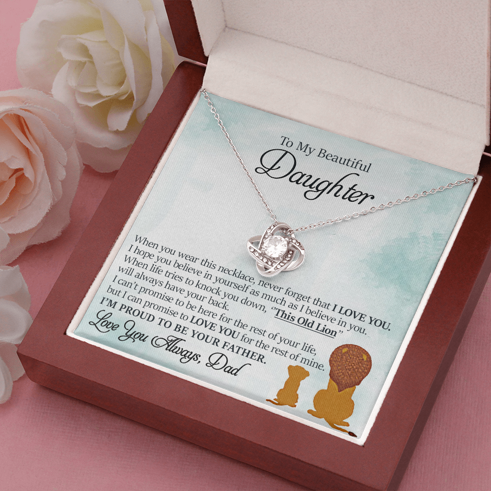 litzzy To My Beautiful Daughter - This Old Lion Will Always Have Your Back - Love Knot Necklace jewelry   