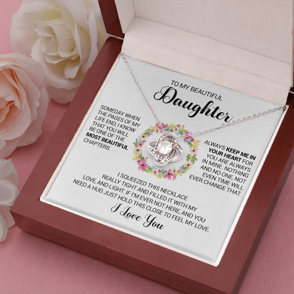litzzy To My Beautiful Daughter - Always Keep Me In Your Heart - Love Knot Necklace jewelry   