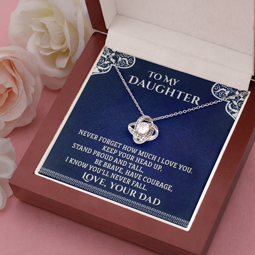 litzzy To My Daughter - Stand Proud And Tall - Love Knot Necklace jewelry   