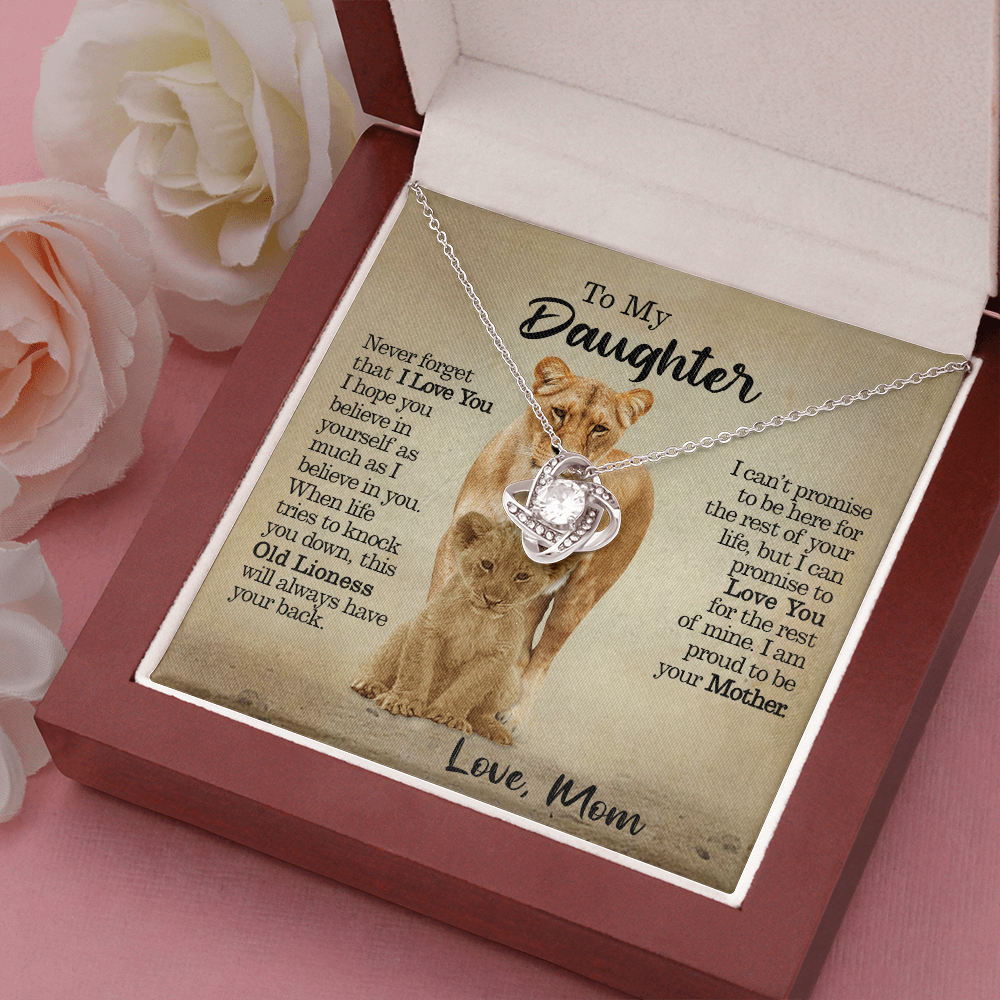 litzzy To My Daughter - This Old Lioness Will Always Have Your Back - Love Knot Necklace jewelry   
