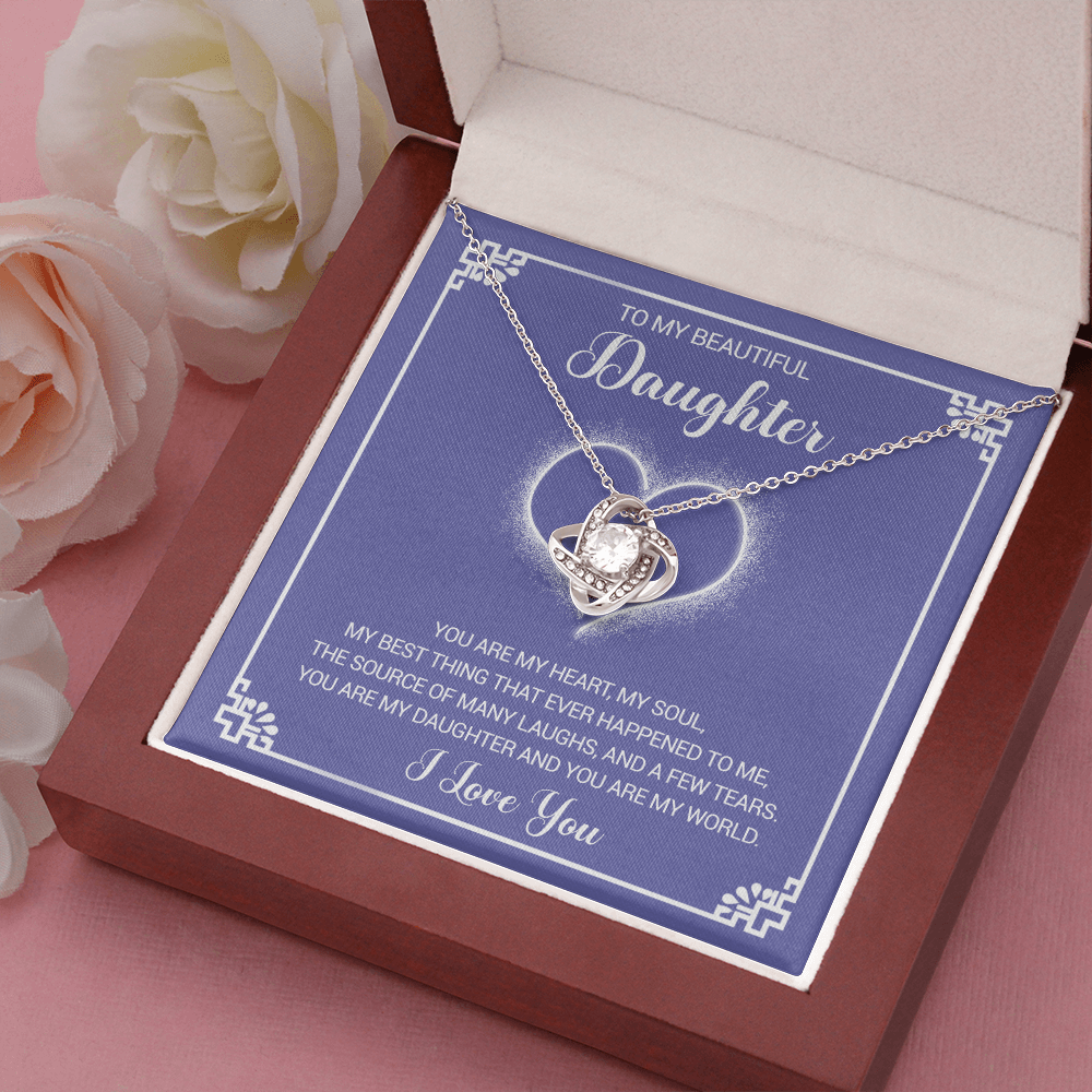 litzzy To My Beautiful Daughter - You Are My Heart My Soul - Love Knot Necklace jewelry   