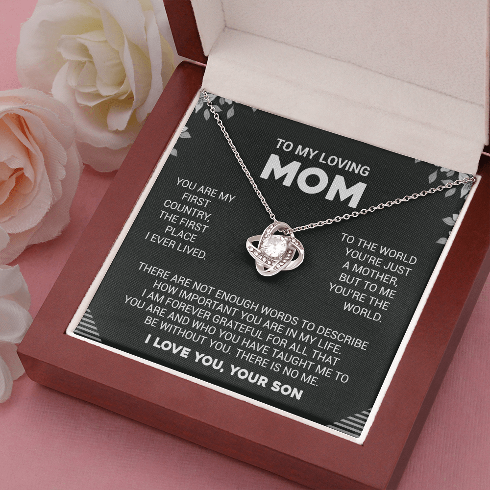litzzy To My Loving Mom - To Me You're The World - Love Knot Necklace Jewelry   