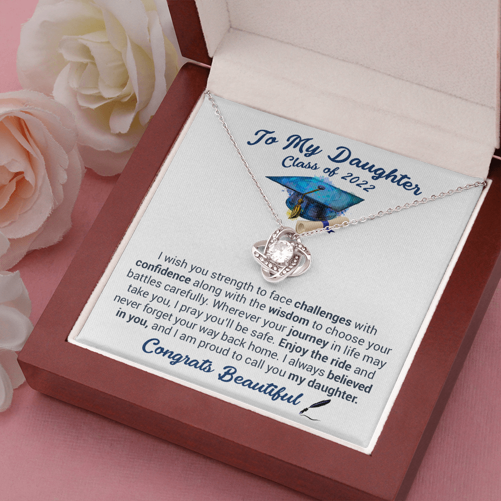 litzzy To My Daughter Class Of 2022 - Never Forget Your Way Back Home - Love Knot Necklace jewelry   