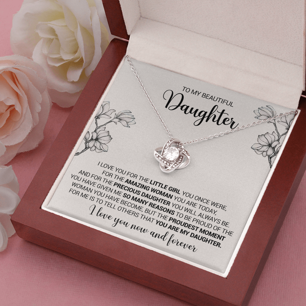 litzzy To My Beautiful Daughter - I Love You For The Little Girl You Once Were - Love Knot Necklace jewelry   