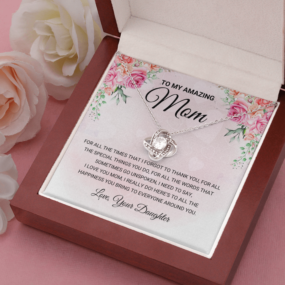 litzzy My Amazing Mom - Love Knot Gift From Daughter - Litzzy Mother's Day Gifts Necklace Jewelry   