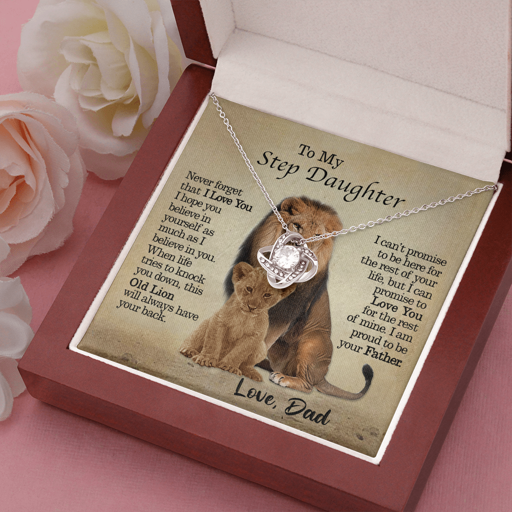 litzzy To My Step Daughter - This Old Lion Will Always Have Your Back - Love Knot Necklace jewelry   