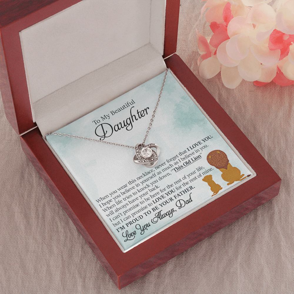 litzzy To My Beautiful Daughter - This Old Lion Will Always Have Your Back - Love Knot Necklace jewelry   