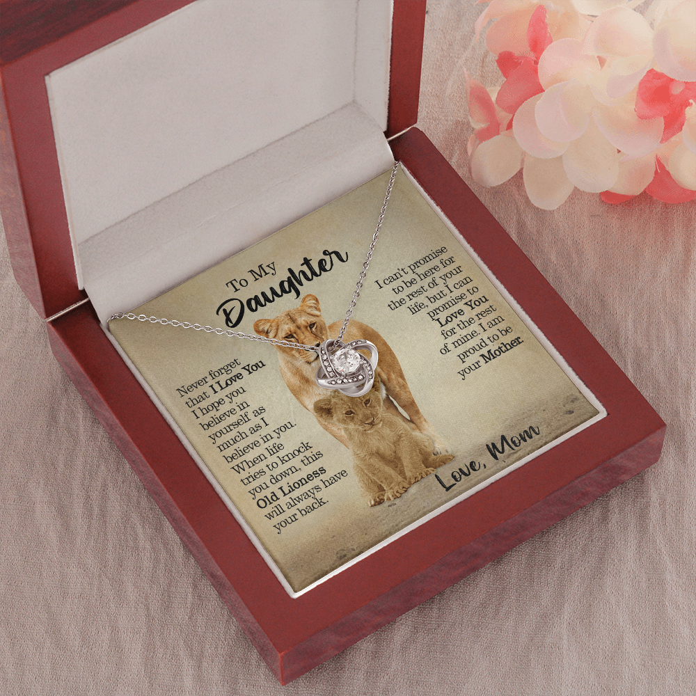 litzzy To My Daughter - This Old Lioness Will Always Have Your Back - Love Knot Necklace jewelry   