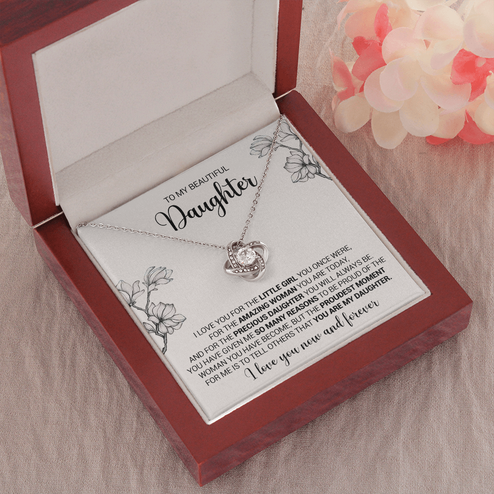 litzzy To My Beautiful Daughter - I Love You For The Little Girl You Once Were - Love Knot Necklace jewelry   