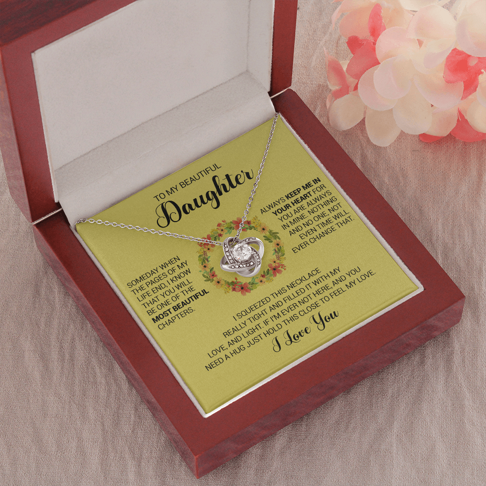 litzzy To My Beautiful Daughter - Always Keep Me In Your Heart - Love Knot Necklace jewelry   
