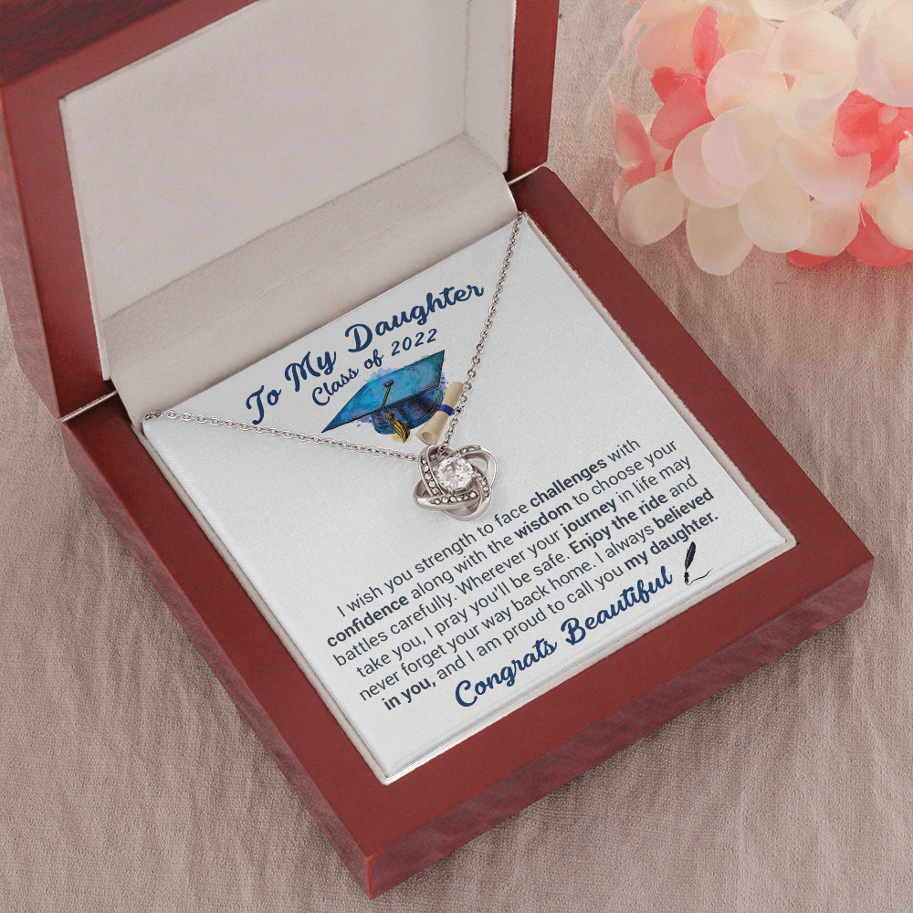 litzzy To My Daughter Class Of 2022 - Never Forget Your Way Back Home - Love Knot Necklace jewelry   