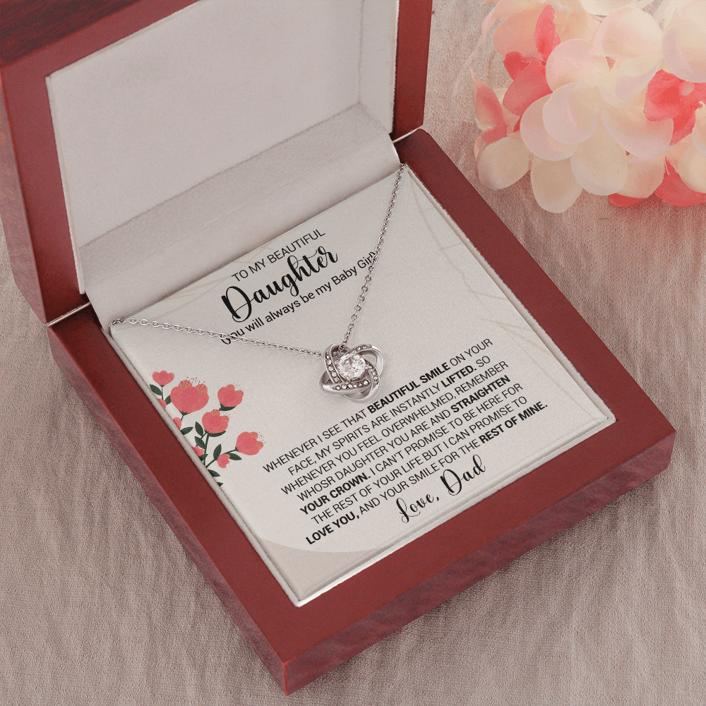 litzzy To My Beautiful Daughter - Whenever I see That Beautiful Smile - Love Knot Necklace jewelry   