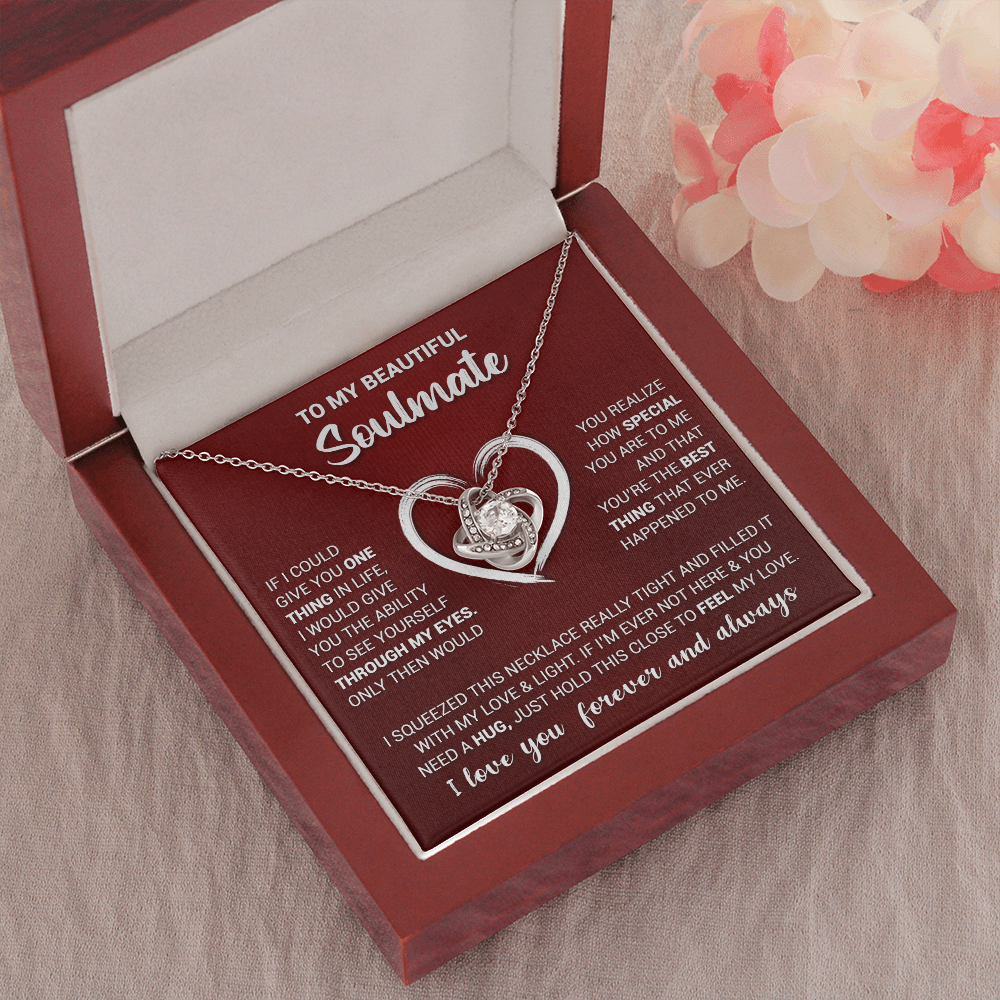litzzy To My Beautiful Soulmate - If I Could Give You One Thing In LIfe - Love Knot Necklace - To My Soulmate, Gift For Soulmate Jewelry   