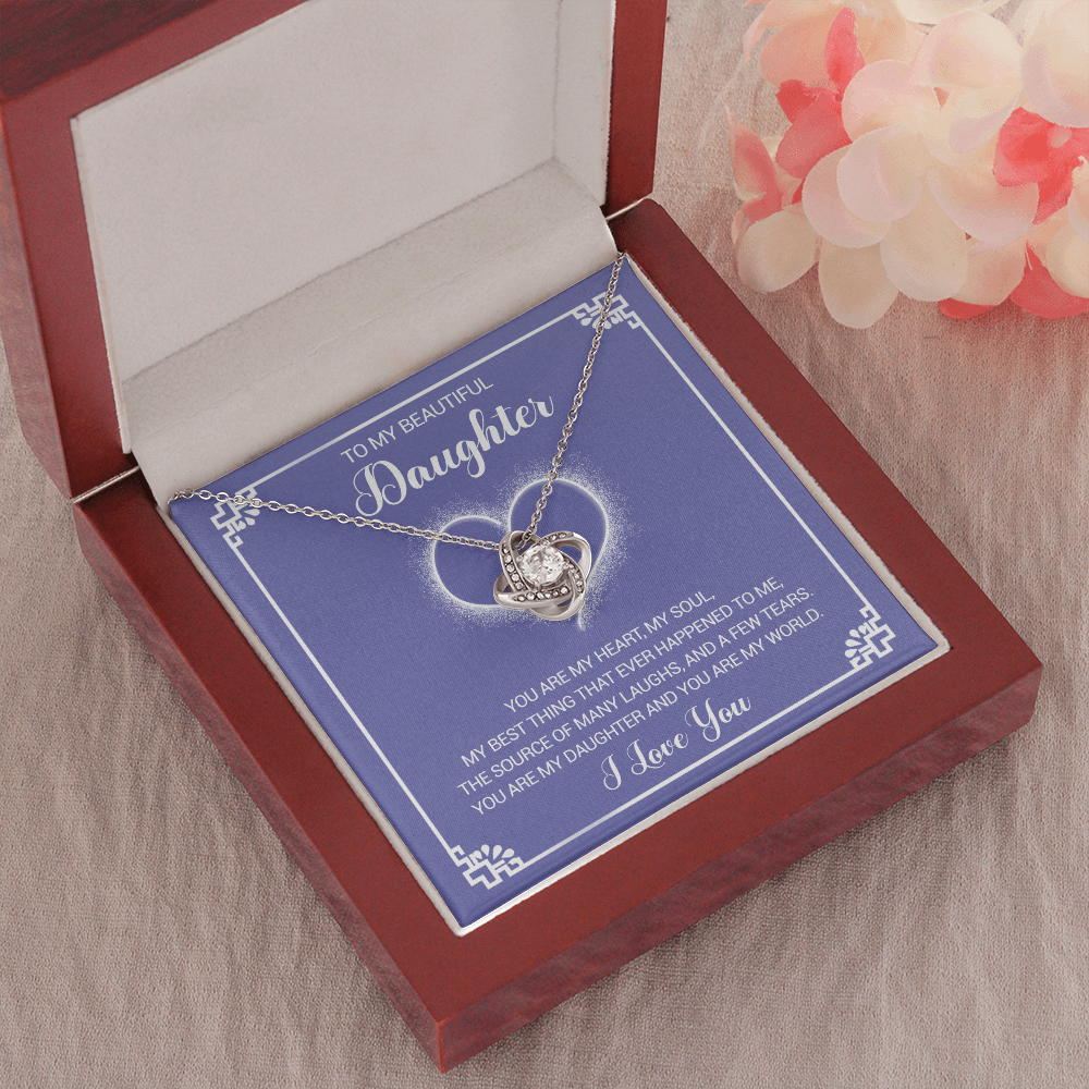 litzzy To My Beautiful Daughter - You Are My Heart My Soul - Love Knot Necklace jewelry   