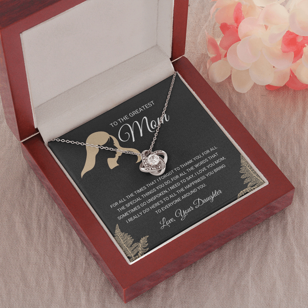 litzzy Greatest Mom - Love Knot Necklace Gift From Daughter - Litzzy Mother's Day Gifts Necklace Jewelry   