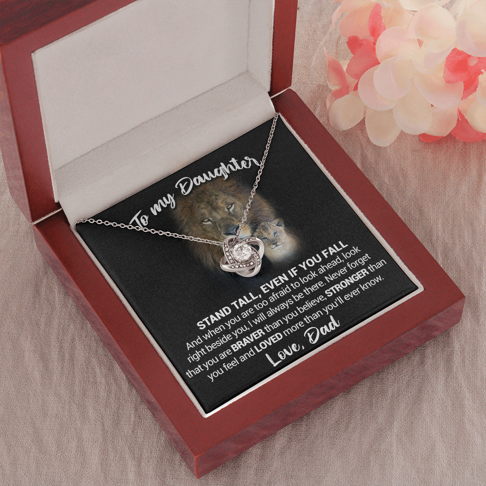 litzzy To My daughter - Stand Tall Even If You Fall - Love Knot Necklace jewelry   