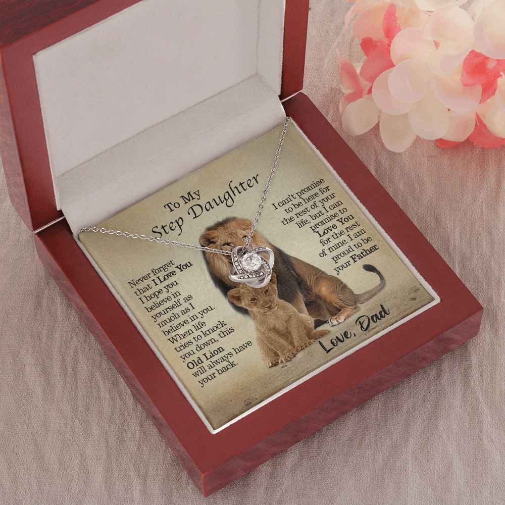 litzzy To My Step Daughter - This Old Lion Will Always Have Your Back - Love Knot Necklace jewelry   
