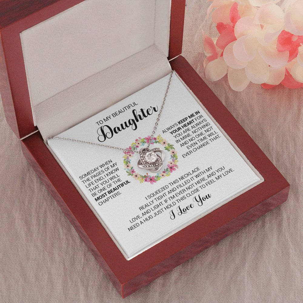litzzy To My Beautiful Daughter - Always Keep Me In Your Heart - Love Knot Necklace jewelry   