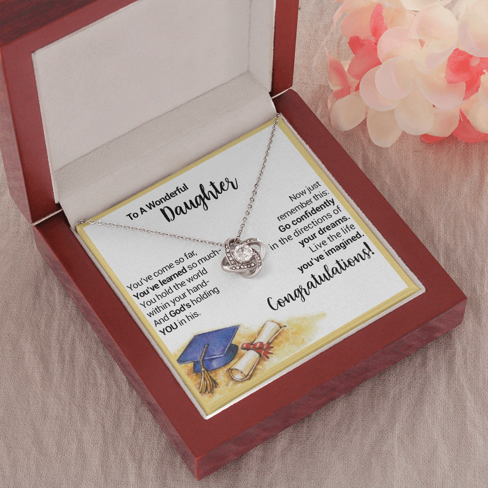 litzzy To A Wonderful Daughter - Go Confidently In The Directions Of Your Dreams - Love Knot Necklace jewelry   