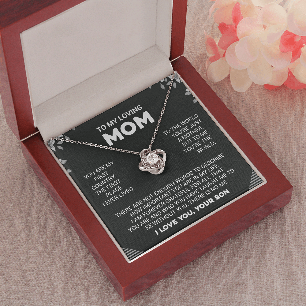 litzzy To My Loving Mom - To Me You're The World - Love Knot Necklace Jewelry   