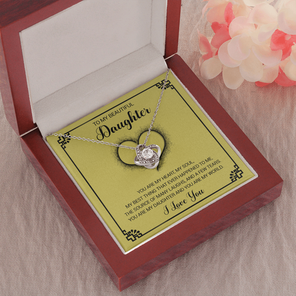 litzzy To My Beautiful Daughter - You Are My Heart My Soul - Love Knot Necklace jewelry   