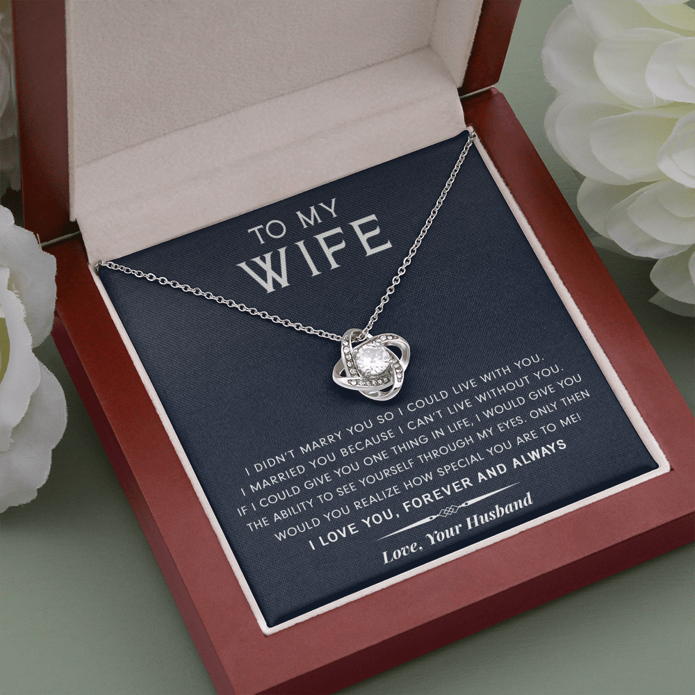 litzzy To My Wife - I Can’t Live Without You - Gift For Mother's Day, Birthday, Anniversary - Necklace Gift For Her, Wife, Girlfriend, Anniversary, Wedding, Valentine, Birthday with Message Card Jewelry Mahogany Style Luxury Box  