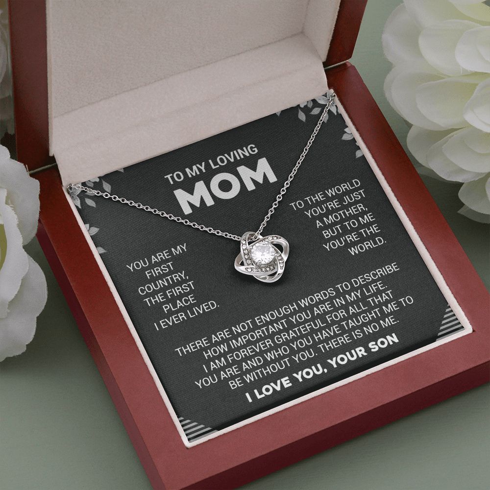 litzzy To My Loving Mom - To Me You're The World - Love Knot Necklace Jewelry   