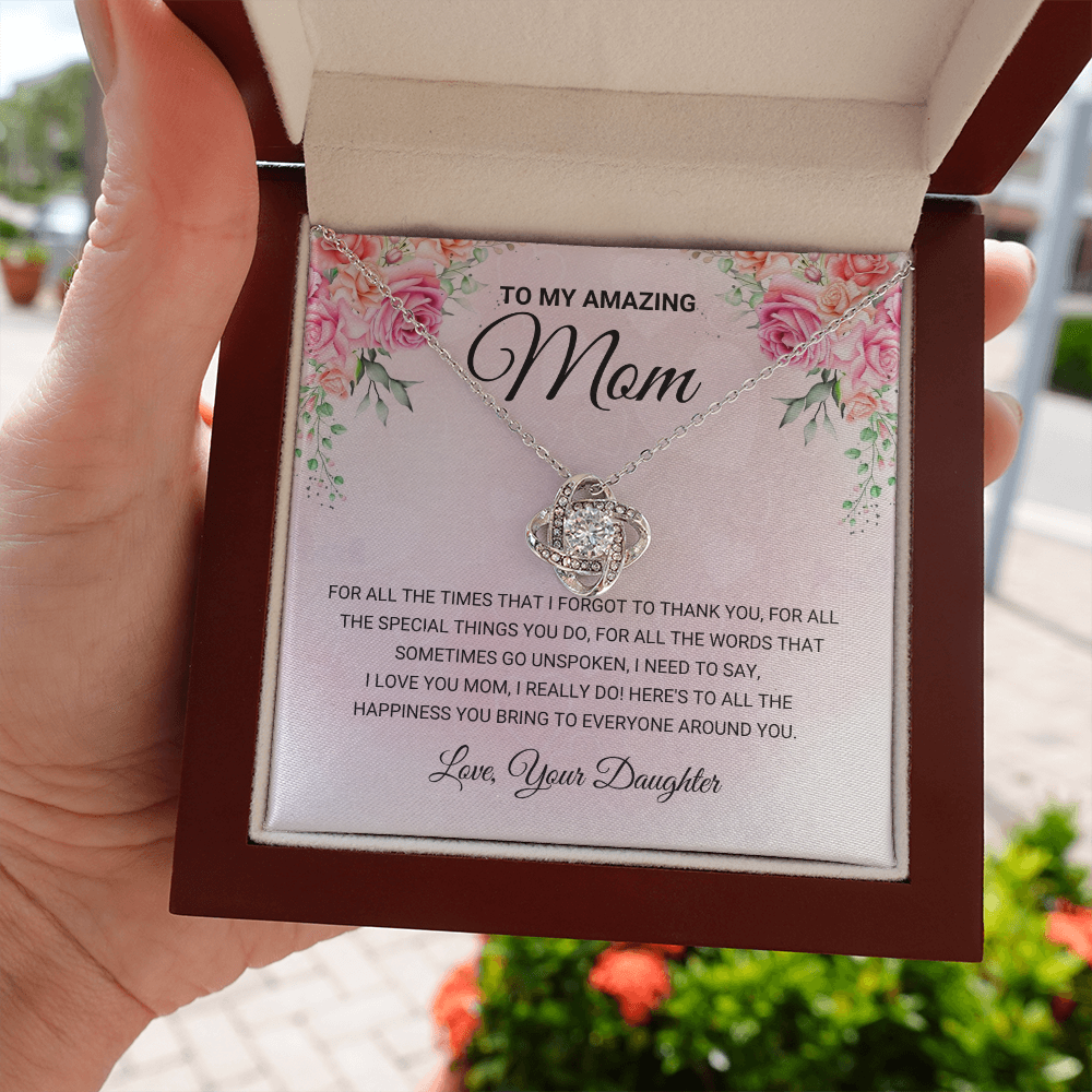 litzzy My Amazing Mom - Love Knot Gift From Daughter - Litzzy Mother's Day Gifts Necklace Jewelry   