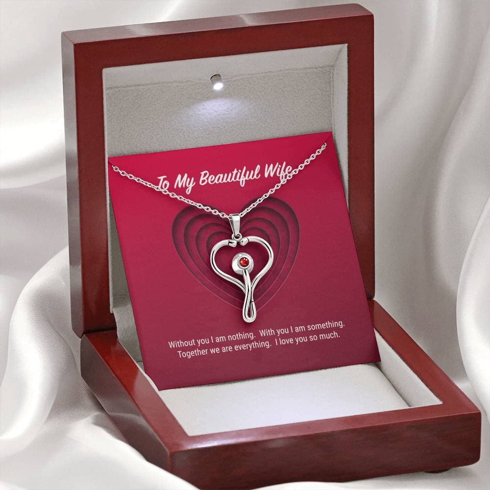 litzzy To My Beautiful Wife Stethoscope Necklace - Gifts For Wife Necklace Valentines Day Custom Made Romantic Gift For My Best Wife Ever Jewelry   