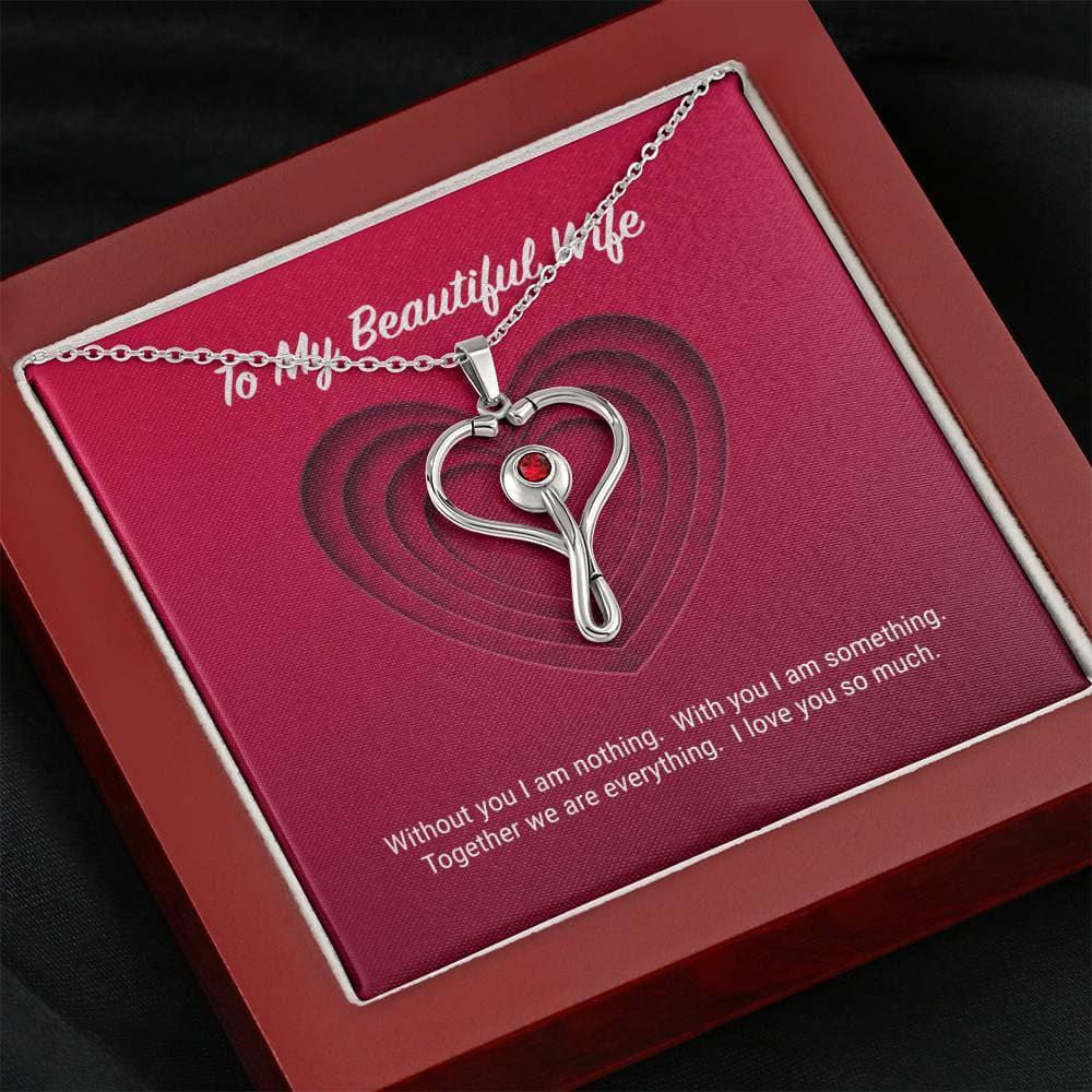 litzzy To My Beautiful Wife Stethoscope Necklace - Gifts For Wife Necklace Valentines Day Custom Made Romantic Gift For My Best Wife Ever Jewelry Mahogany Style Luxury Box  