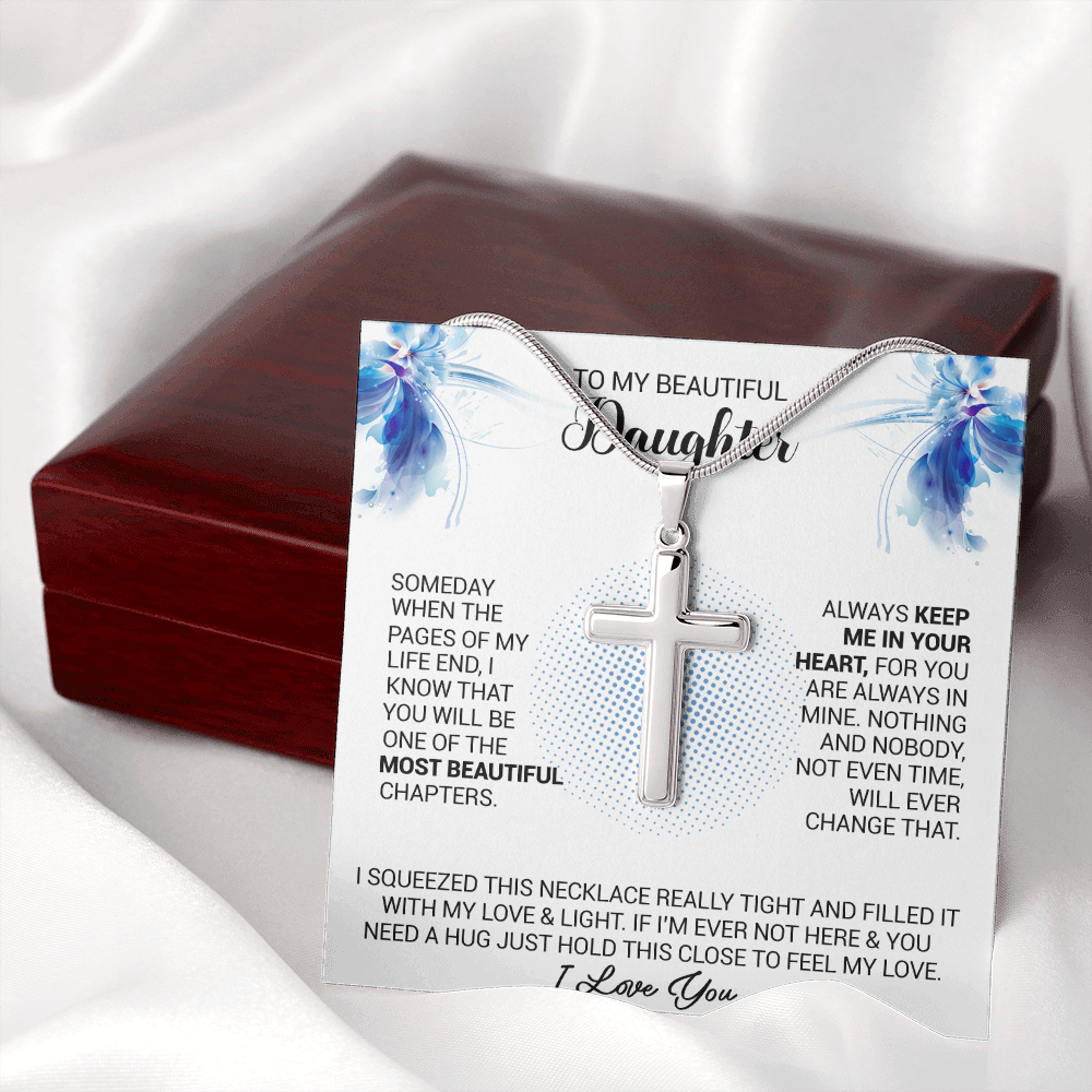 litzzy To My Beautiful Daughter - Always Keep Me In Your Heart - Cross Necklace jewelry   