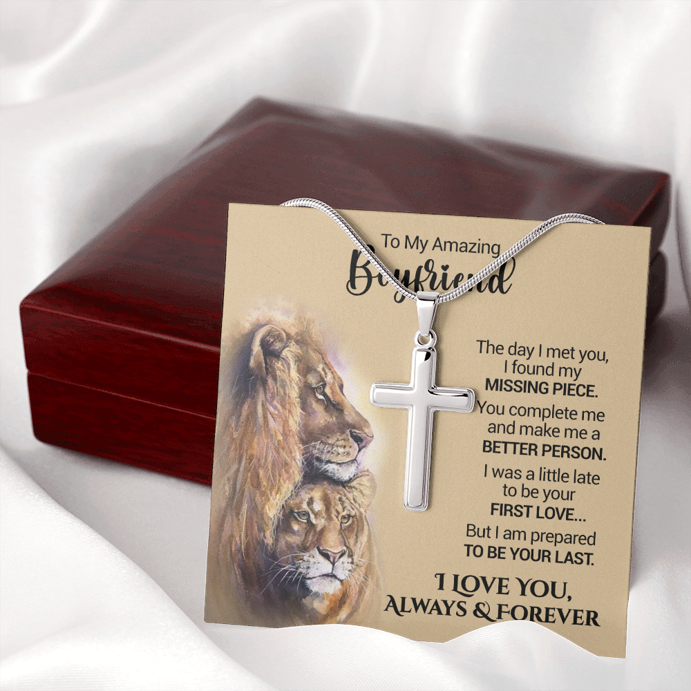 litzzy To My Amazing Boyfriend - I Found My Missing Piece - Cross Necklace - To My Boyfriend, Gift For Boyfriend Jewelry   