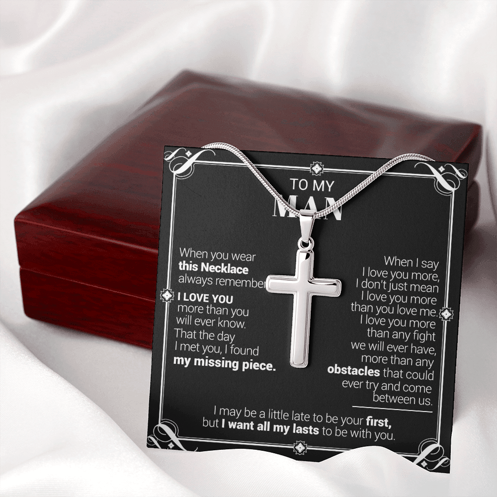 litzzy To My Man - I Love You More Than You Will Ever Know - Cross Necklace - To My Man, Gift For Man Jewelry   