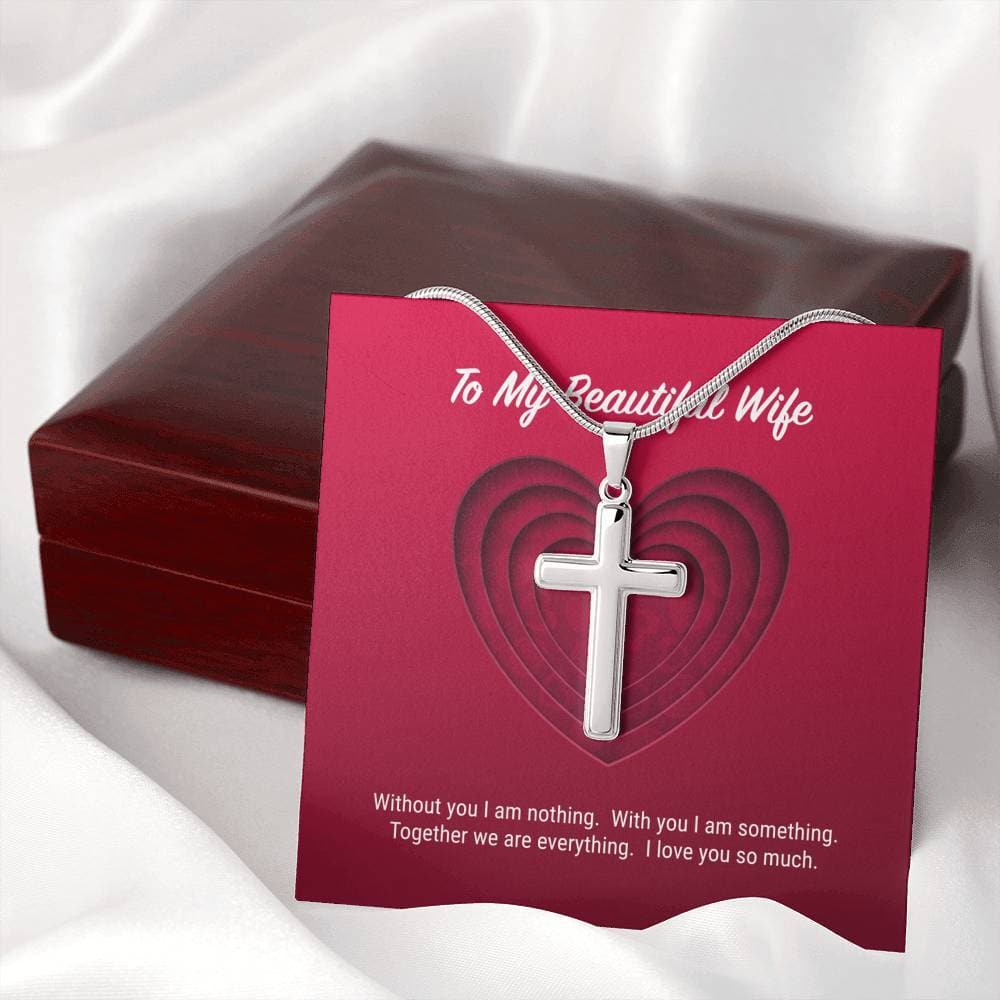 litzzy To My Beautiful Wife Cross Necklace - Gifts For Wife Necklace Valentines Day Custom Made Romantic Gift For My Best Wife Ever Jewelry   