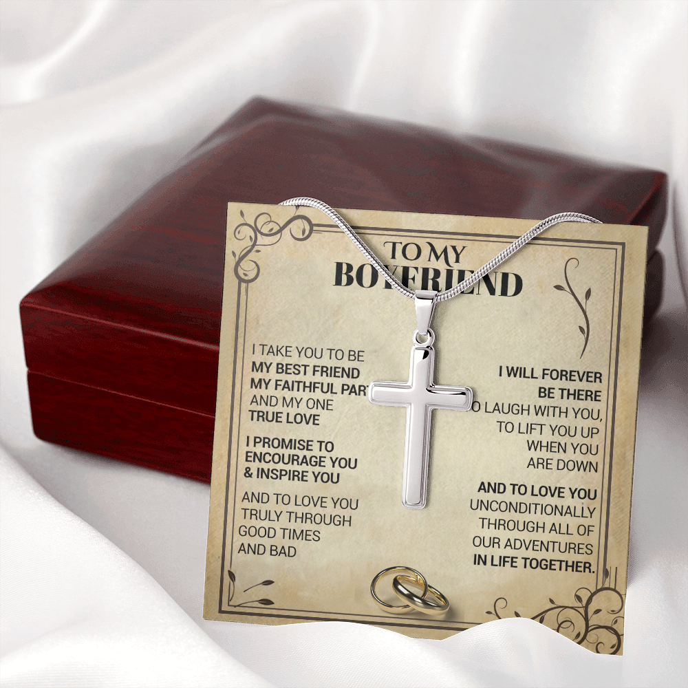 litzzy To My Boyfriend - I Take You To Be My Best Friend - Cross Necklace - To My Boyfriend, Gift For Boyfriend Jewelry   