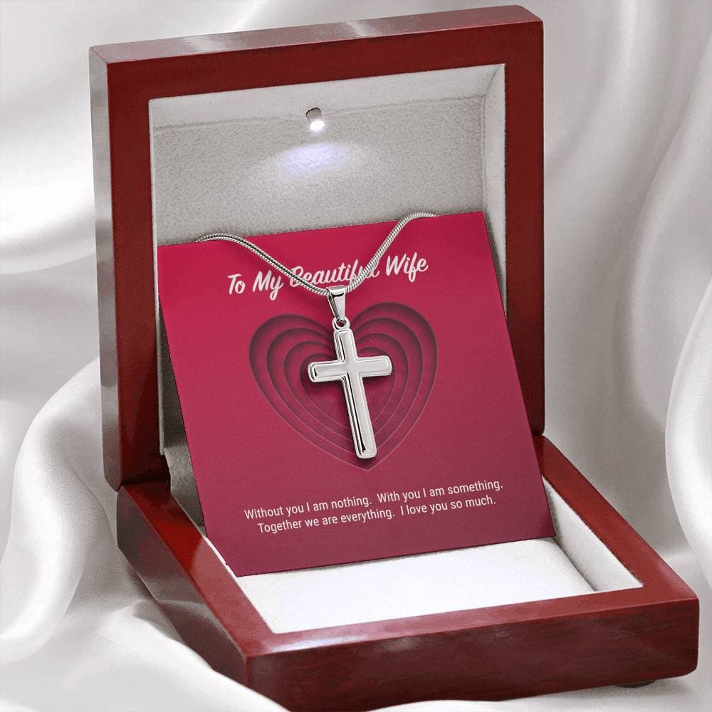litzzy To My Beautiful Wife Cross Necklace - Gifts For Wife Necklace Valentines Day Custom Made Romantic Gift For My Best Wife Ever Jewelry   