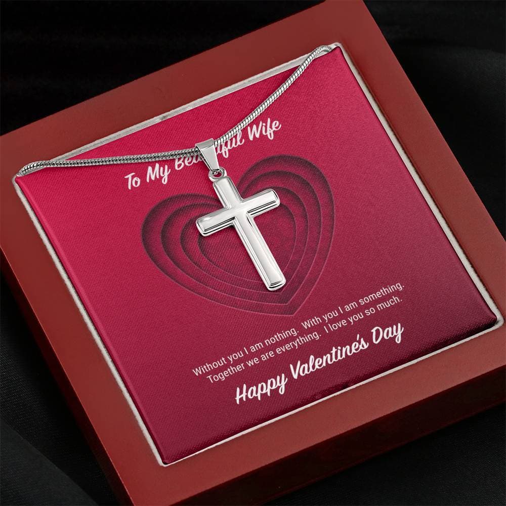 litzzy To My Beautiful Wife Valentine's Day Cross Necklace - Gifts For Wife Necklace Valentines Day Custom Made Romantic Gift For My Best Wife Ever Jewelry Mahogany Style Luxury Box  