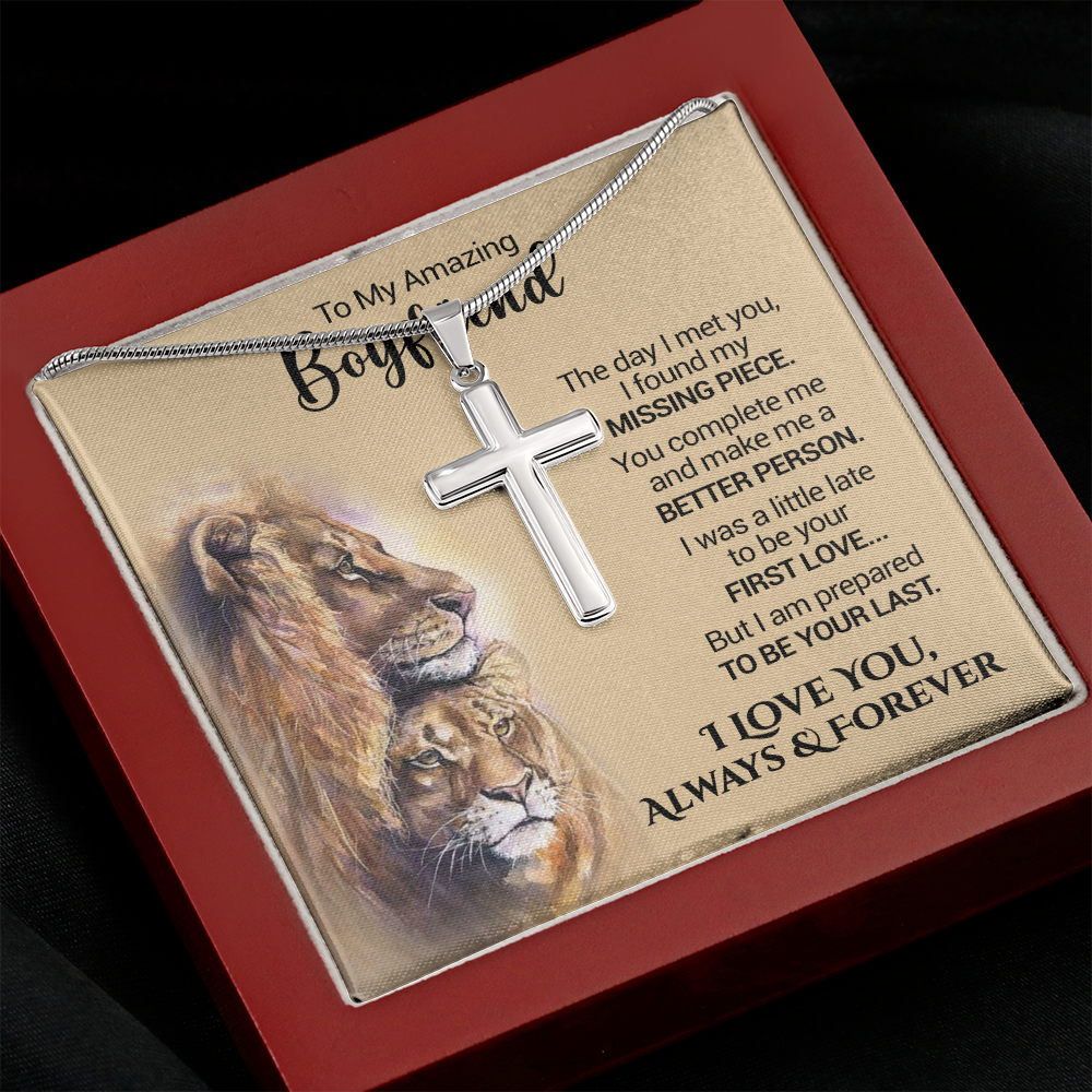 litzzy To My Amazing Boyfriend - I Found My Missing Piece - Cross Necklace - To My Boyfriend, Gift For Boyfriend Jewelry   