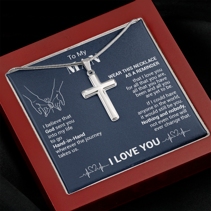 litzzy To My Man - I Believe That God Sent You Into My Life - Cross Necklace - To My Husband, Gift For Husband Jewelry   