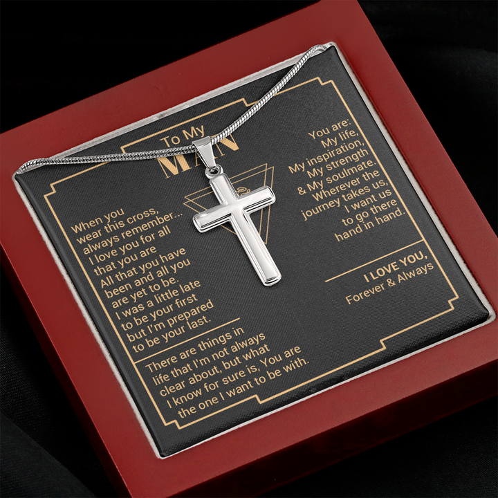 litzzy To My Man - You Are My Strength - Cross Necklace - To My Husband, Gift For Husband Jewelry   