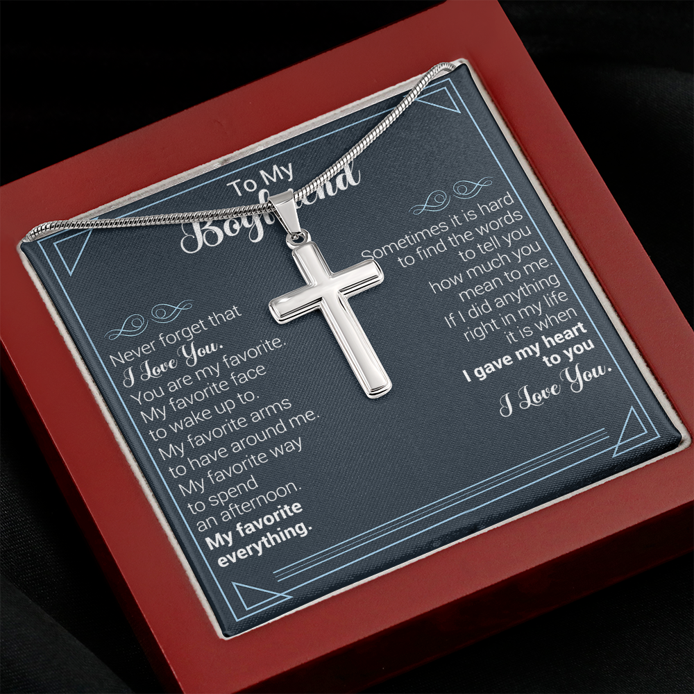 litzzy To My Boyfriend - Never Forget That I Love You - Cross Necklace - To My Boyfriend, Gift For Boyfriend Jewelry   