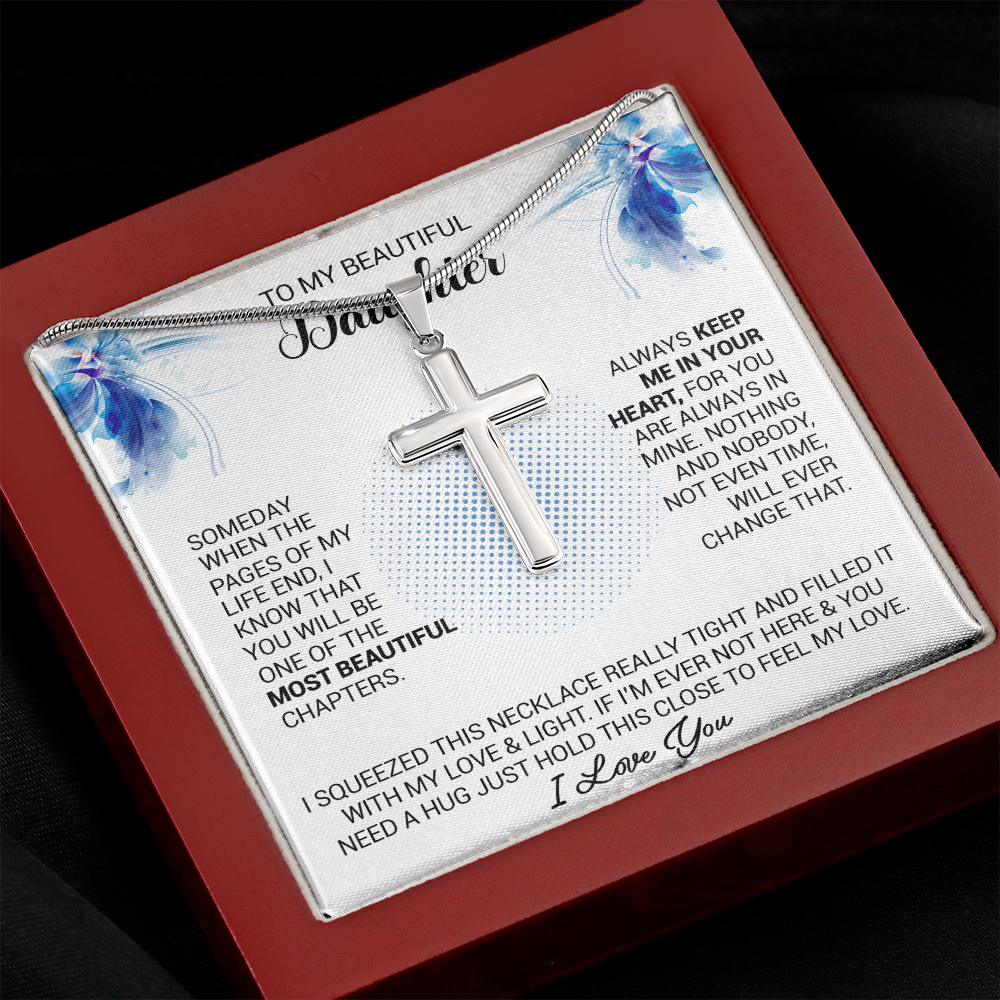 litzzy To My Beautiful Daughter - Always Keep Me In Your Heart - Cross Necklace jewelry   