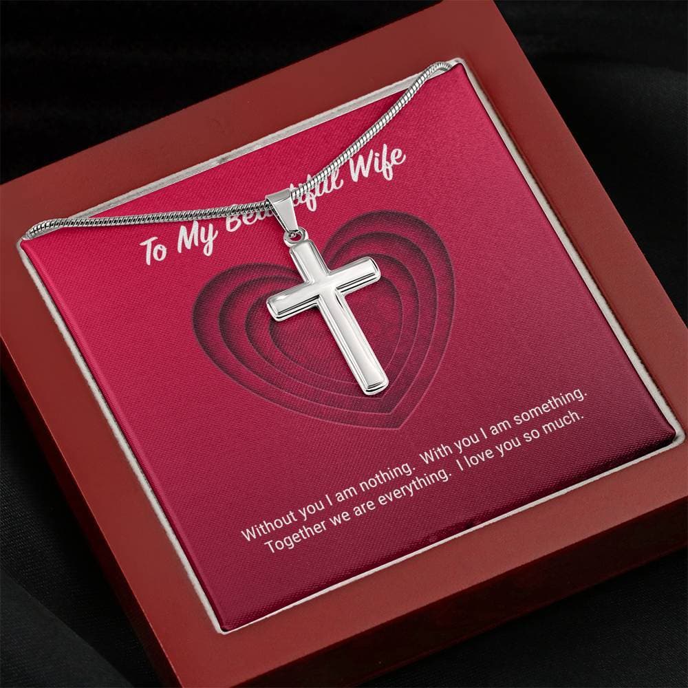 litzzy To My Beautiful Wife Cross Necklace - Gifts For Wife Necklace Valentines Day Custom Made Romantic Gift For My Best Wife Ever Jewelry Mahogany Style Luxury Box  