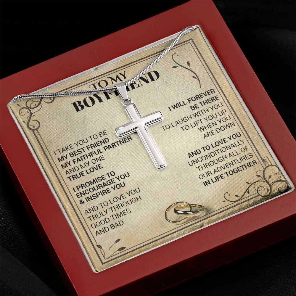 litzzy To My Boyfriend - I Take You To Be My Best Friend - Cross Necklace - To My Boyfriend, Gift For Boyfriend Jewelry   