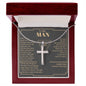 litzzy To My Man - You Are My Strength -Litzzy Cross Necklace - To My Husband, Gift For Husband, Boyfriend Jewelry Luxury Box w/LED  