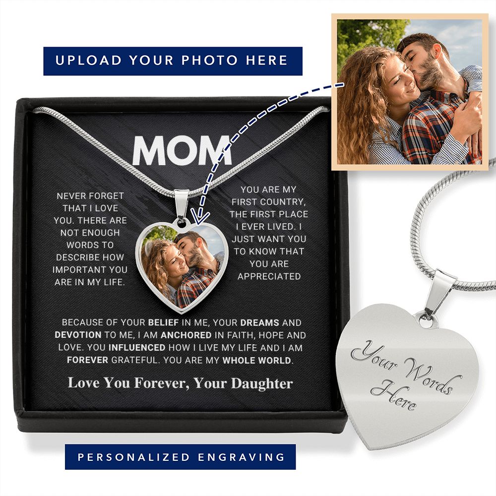 litzzy Mom - Whole World - Photo Heart Pendant Necklace Gift Jewelry   